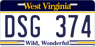WV license plate DSG374