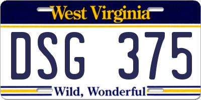 WV license plate DSG375