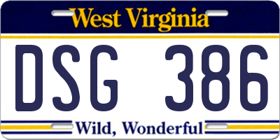 WV license plate DSG386