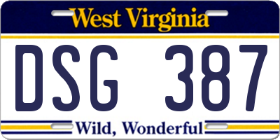 WV license plate DSG387