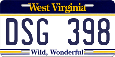 WV license plate DSG398