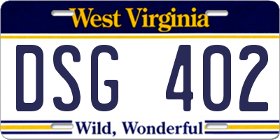 WV license plate DSG402