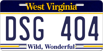 WV license plate DSG404