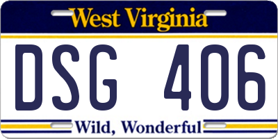 WV license plate DSG406