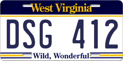 WV license plate DSG412
