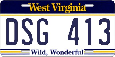 WV license plate DSG413