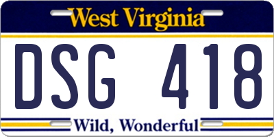 WV license plate DSG418