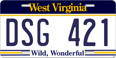 WV license plate DSG421