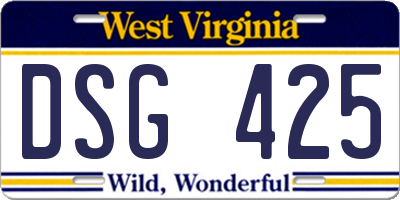 WV license plate DSG425