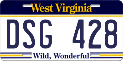 WV license plate DSG428
