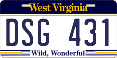 WV license plate DSG431