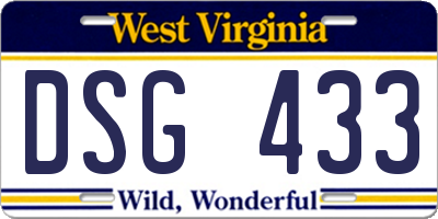 WV license plate DSG433