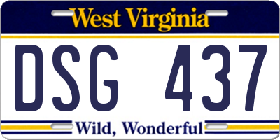 WV license plate DSG437