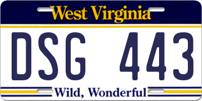 WV license plate DSG443