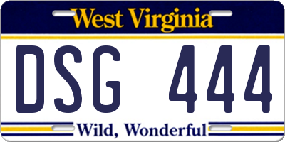 WV license plate DSG444