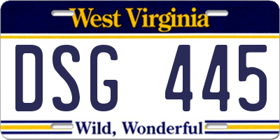 WV license plate DSG445