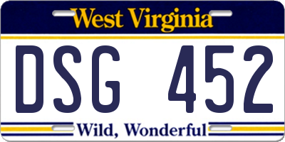 WV license plate DSG452