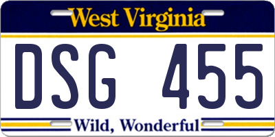 WV license plate DSG455