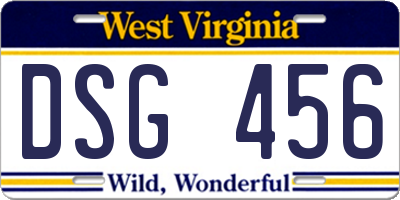 WV license plate DSG456