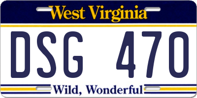 WV license plate DSG470