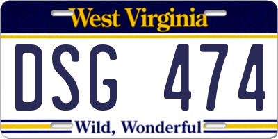 WV license plate DSG474