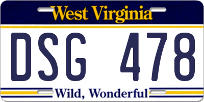 WV license plate DSG478