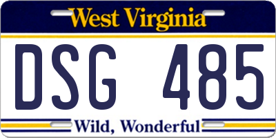 WV license plate DSG485