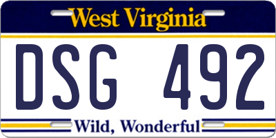 WV license plate DSG492