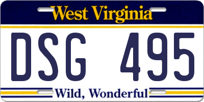 WV license plate DSG495