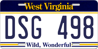 WV license plate DSG498