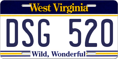 WV license plate DSG520