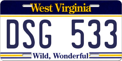 WV license plate DSG533