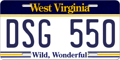 WV license plate DSG550