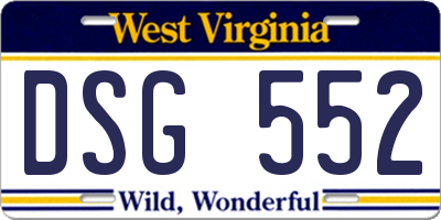 WV license plate DSG552