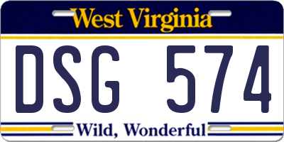 WV license plate DSG574