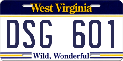 WV license plate DSG601