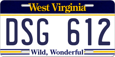 WV license plate DSG612