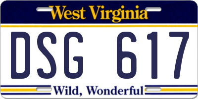 WV license plate DSG617