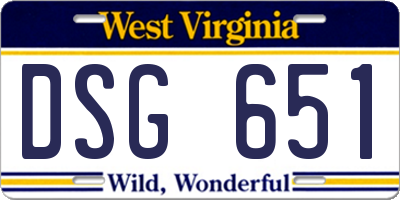 WV license plate DSG651