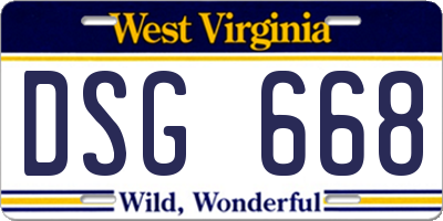 WV license plate DSG668