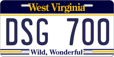 WV license plate DSG700