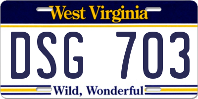 WV license plate DSG703