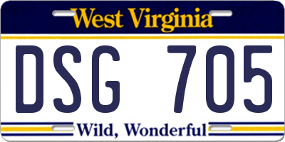 WV license plate DSG705