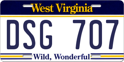 WV license plate DSG707