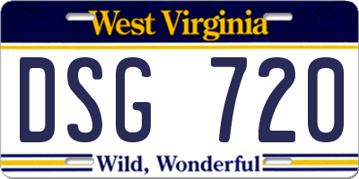 WV license plate DSG720