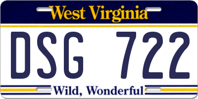 WV license plate DSG722