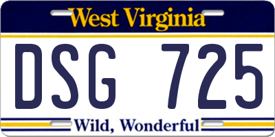 WV license plate DSG725