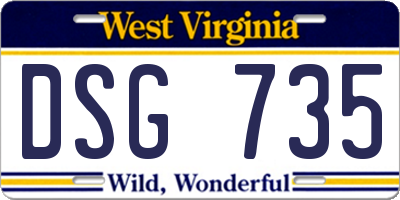 WV license plate DSG735
