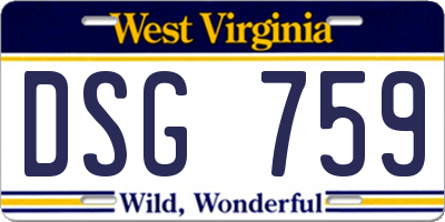 WV license plate DSG759