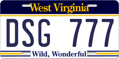 WV license plate DSG777